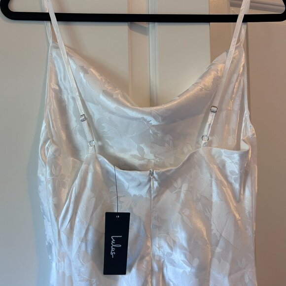 NWT Close to Your Heart White Satin Jacquard Cowl Slip Dress - Picture 6 of 7